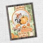 Paper Rose Studio Halloween Harvest 6x6 Paper 37156 smiley pumpkins cat holding pumpkin card