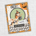 Paper Rose Studio Halloween Harvest Layered Sentiments 37225 animals in costume ghosts plaid background happy halloween card