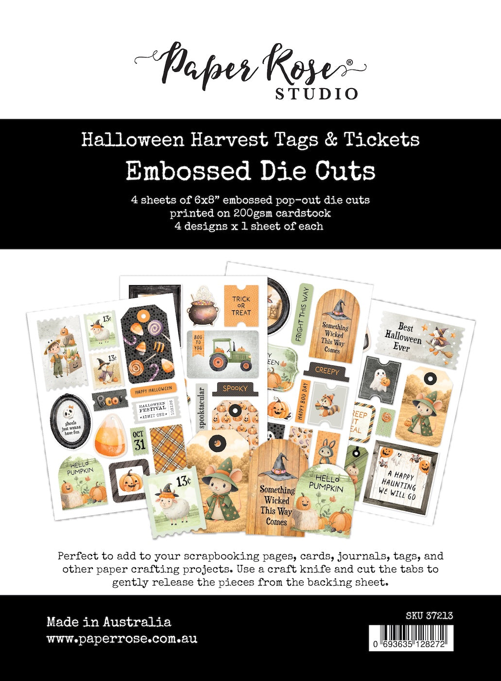 Paper Rose Studio Halloween Harvest Tags and Tickets Embossed Die Cuts 37213