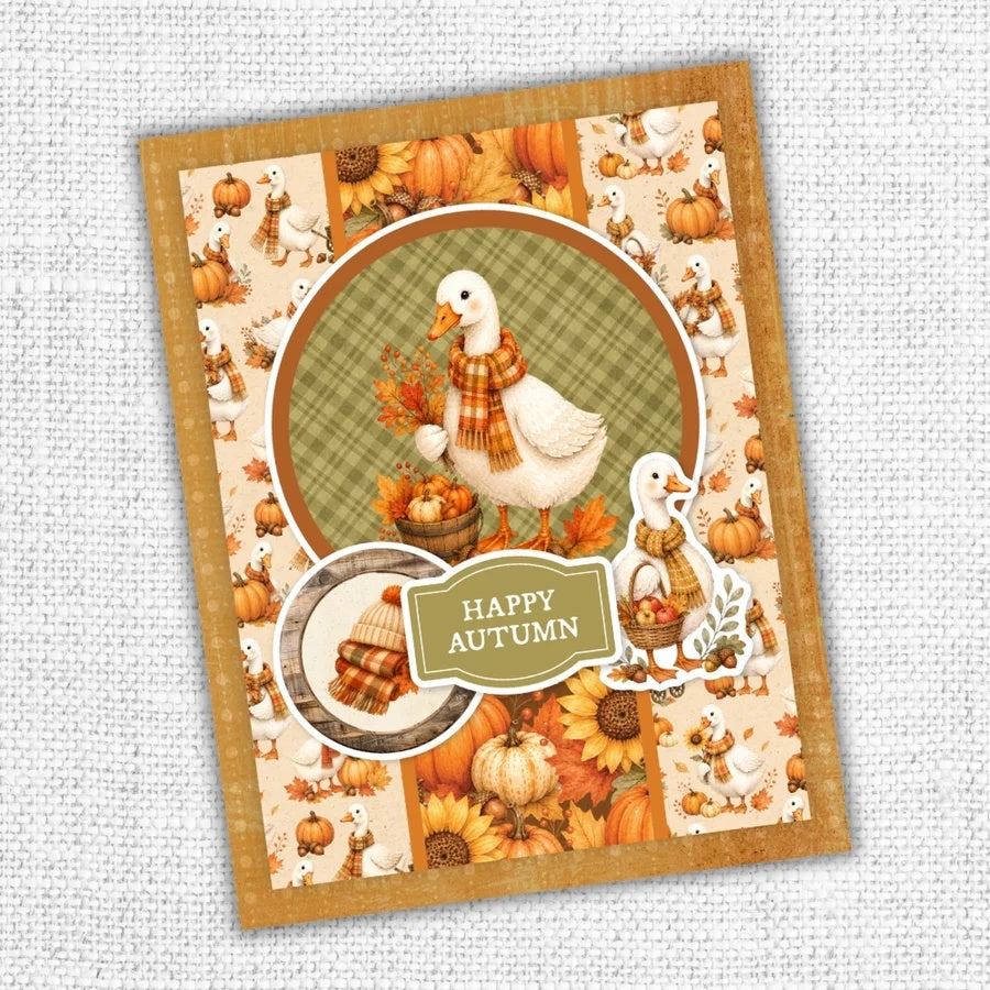 Paper Rose Studio Maplewood Cottage 6x6 Paper 37300 duck with scarf hat and scarf happy autumn card