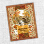 Paper Rose Studio Maplewood Cottage Basics 12x12 Paper 37336 fall trees bridge stream wood grain background