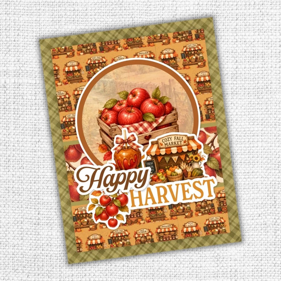 Paper Rose Studio Maplewood Cottage Embossed Die Cuts 37324 apples in basket candy apply fall market stand happy harvest card