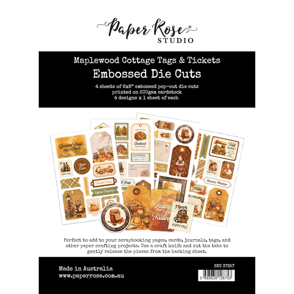 Paper Rose Studio Maplewood Cottage Tags and Tickets Embossed Die Cuts 37357