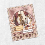 Paper Rose Studio Melody and Memories 6x6 Paper 37375 trumpet flowers stripped trim border sweet melody card