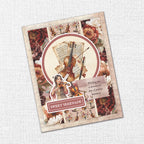 Paper Rose Studio Melody and Memories Basics 12x12 Paper 37411 woman playing violin flowers background sheet music border card