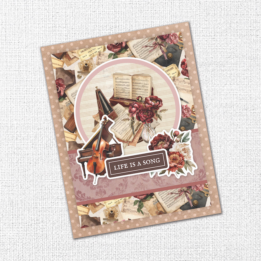 Paper Rose Studio Melody and Memories Basics 6x6 Paper 37408 flowers sheets on music tickets life is a song card
