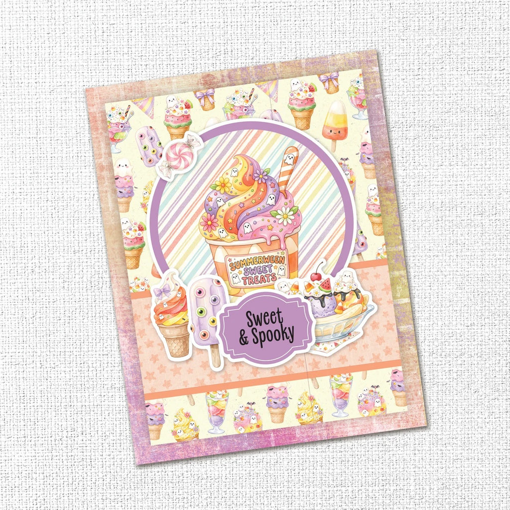 Paper Rose Studio Spooky Summer 6x6 Paper Collection 37228 rainbow ice cream cup ice cream cones sweet and spooky card