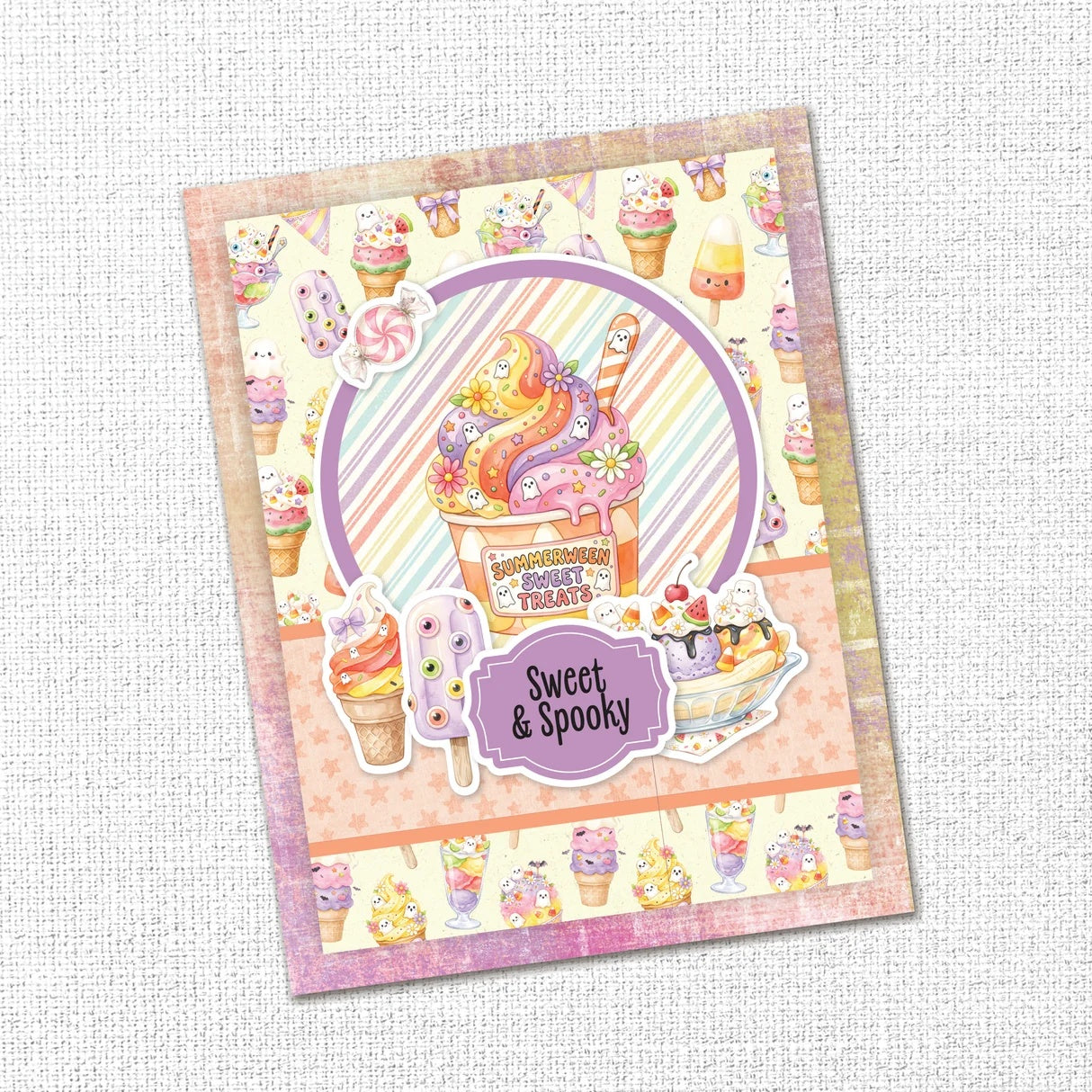 Paper Rose Studio Spooky Summer 6x6 Paper Collection 37228 rainbow ice cream cup ice cream cones sweet and spooky card