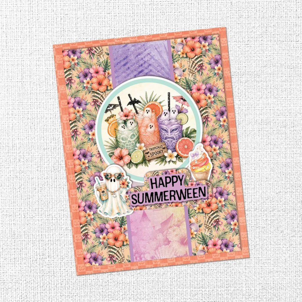 Paper Rose Studio Spooky Summer Layered Sentiments 37297 cocktail drinks floral background happy summerween card