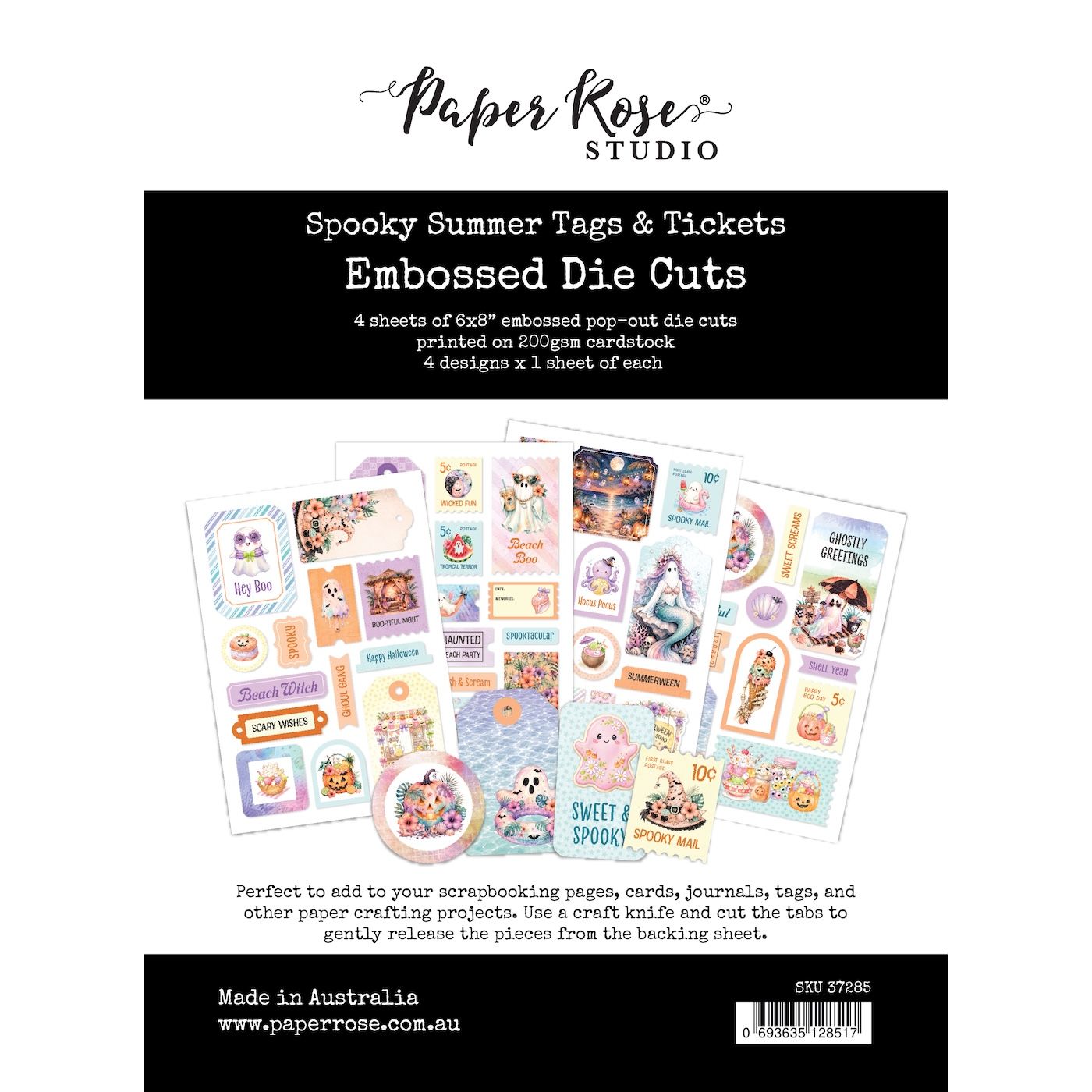 Paper Rose Studio Spooky Summer Tags and Tickets Embossed Die Cuts 372 ...