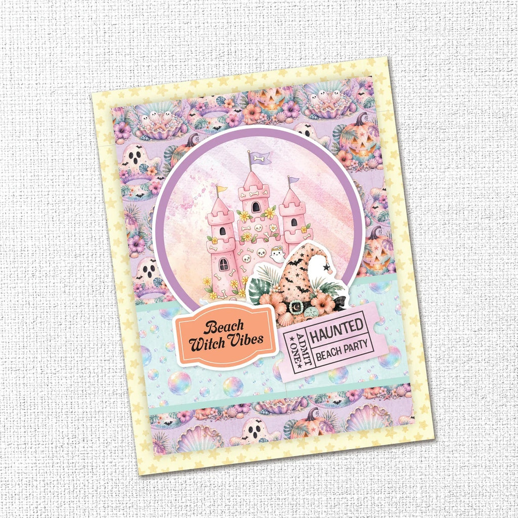 Paper Rose Studio Spooky Summer Tags and Tickets Embossed Die Cuts 37285 witch hat pink sandcastle ghosts haunted beach part card