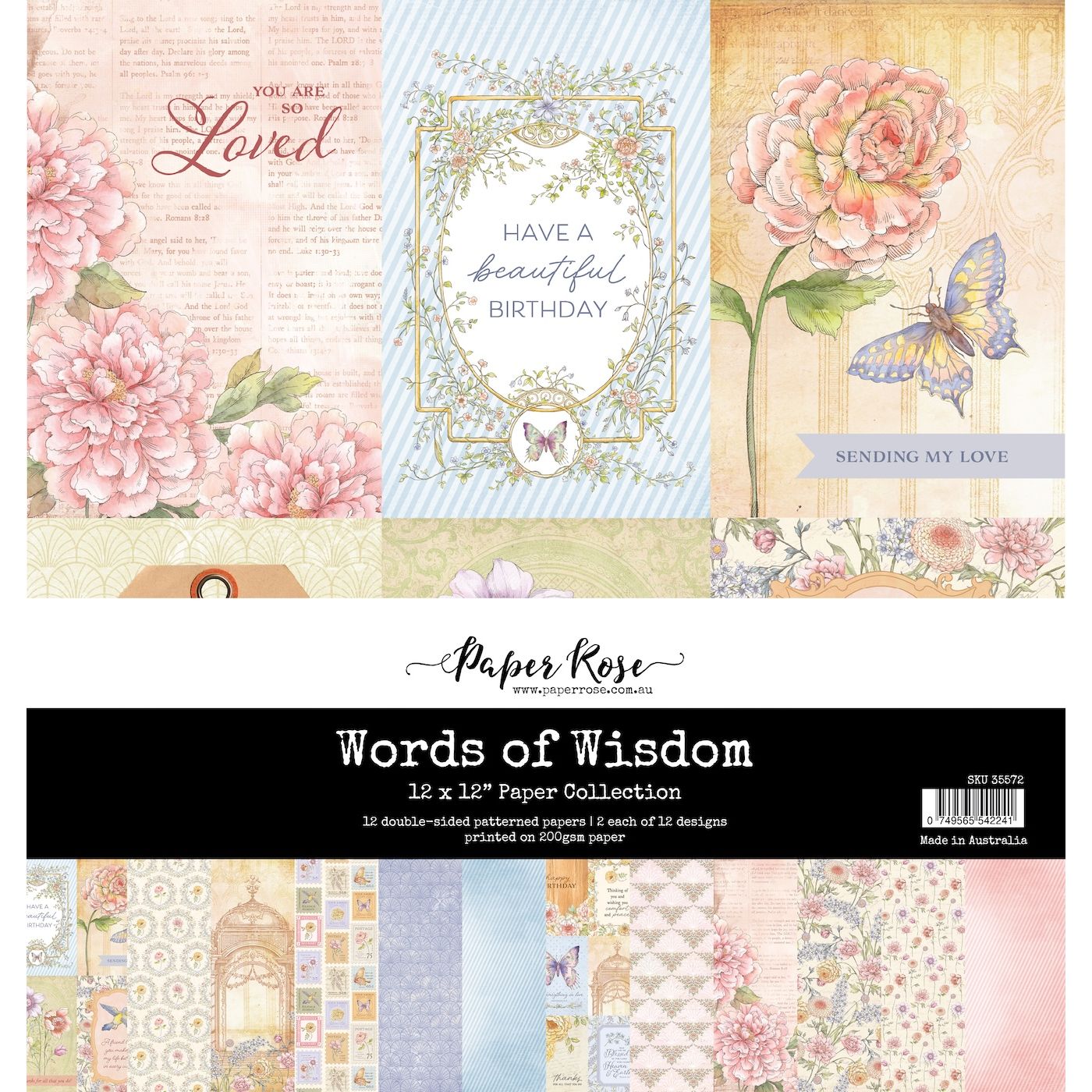 Paper Rose Studio Words of Wisdom 12x12 Paper 35572