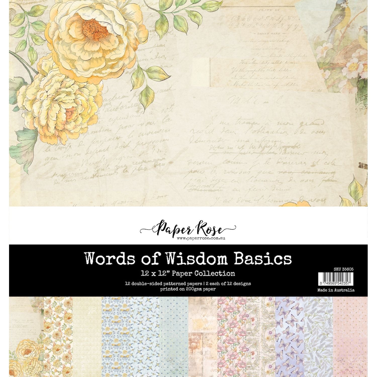 Paper Rose Studio Words of Wisdom Basics 12x12 Paper 35605