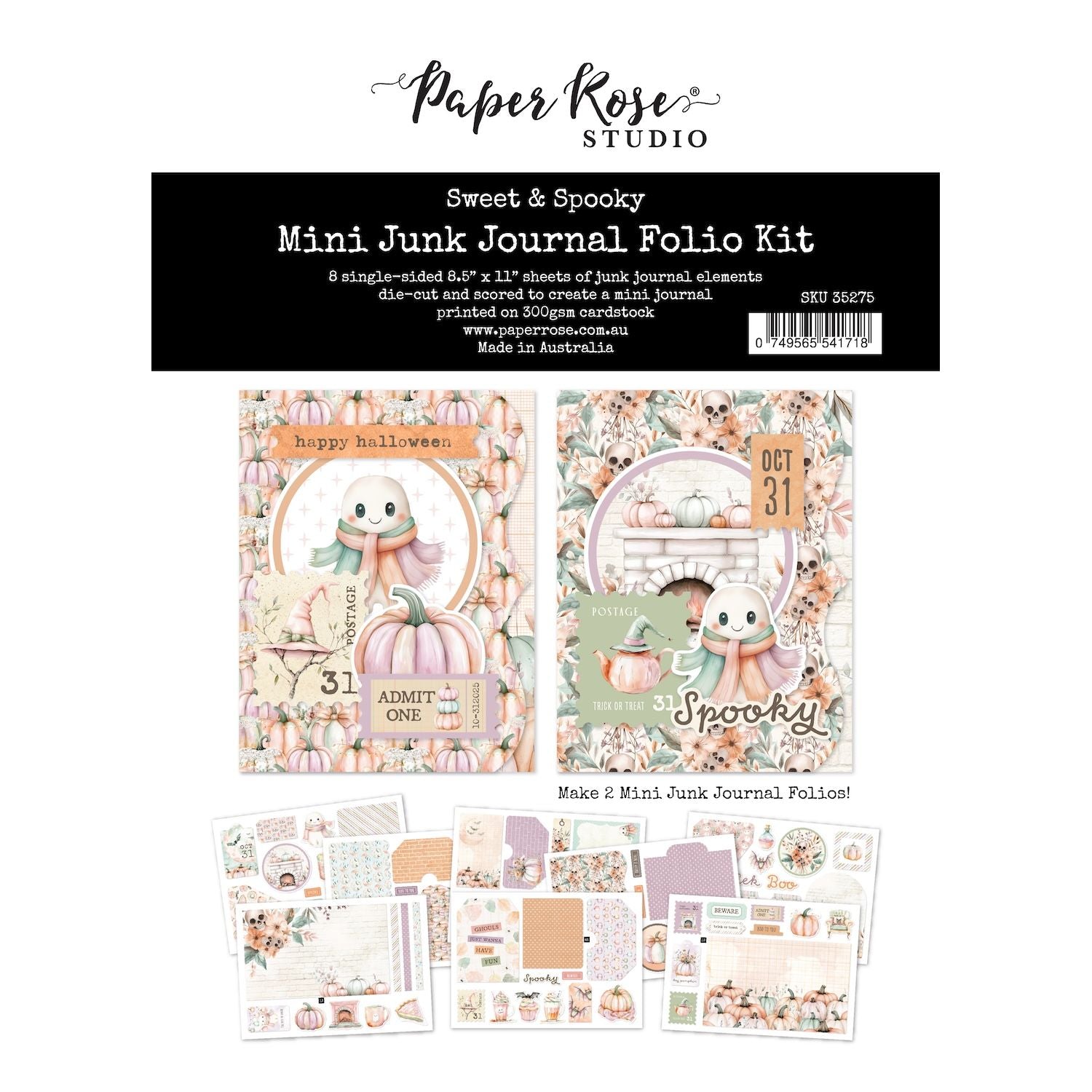 Paper Rose Sweet and Spooky 8.5x11 Mini Junk Journal Folio Kit 35275
