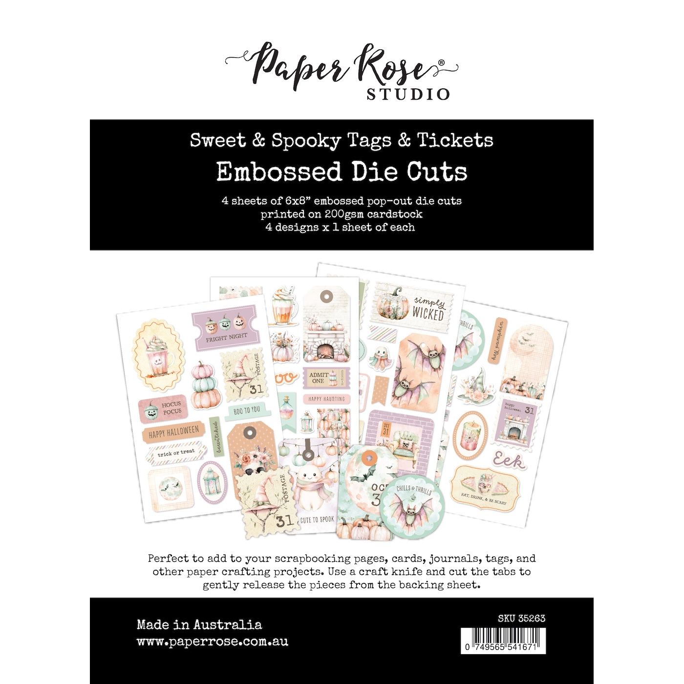 Paper Rose Sweet and Spooky Tags and Tickets Embossed Die Cuts 35263
