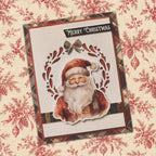 Paper Rose The Christmas Library 6x6 Paper 37543 kid santa claus red trim plaid bow merry christmas card