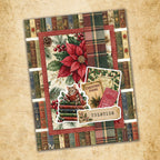 Paper Rose The Christmas Library 6x6 Paper 37543 mouse on books poinsettia flower layers of books background card