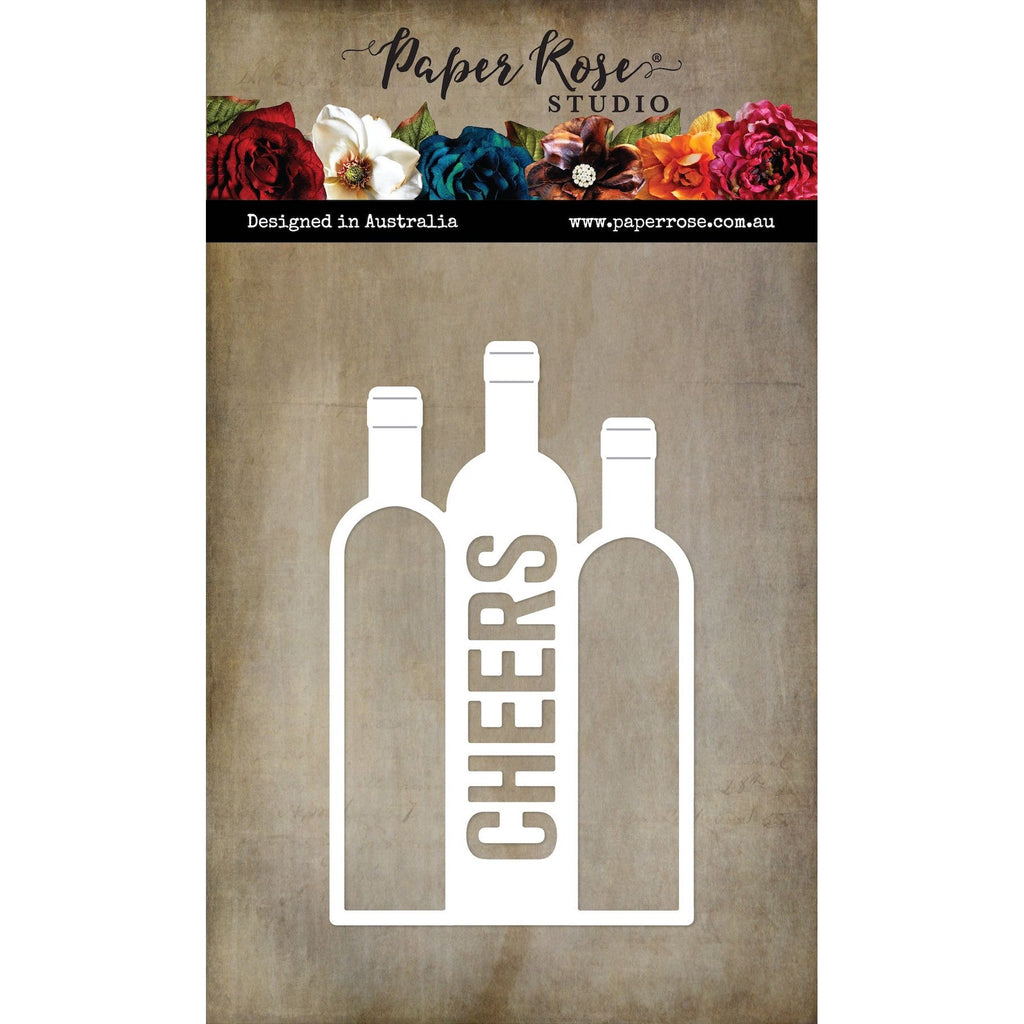Paper Rose Trio of Wine Bottles Cheers Die 32472