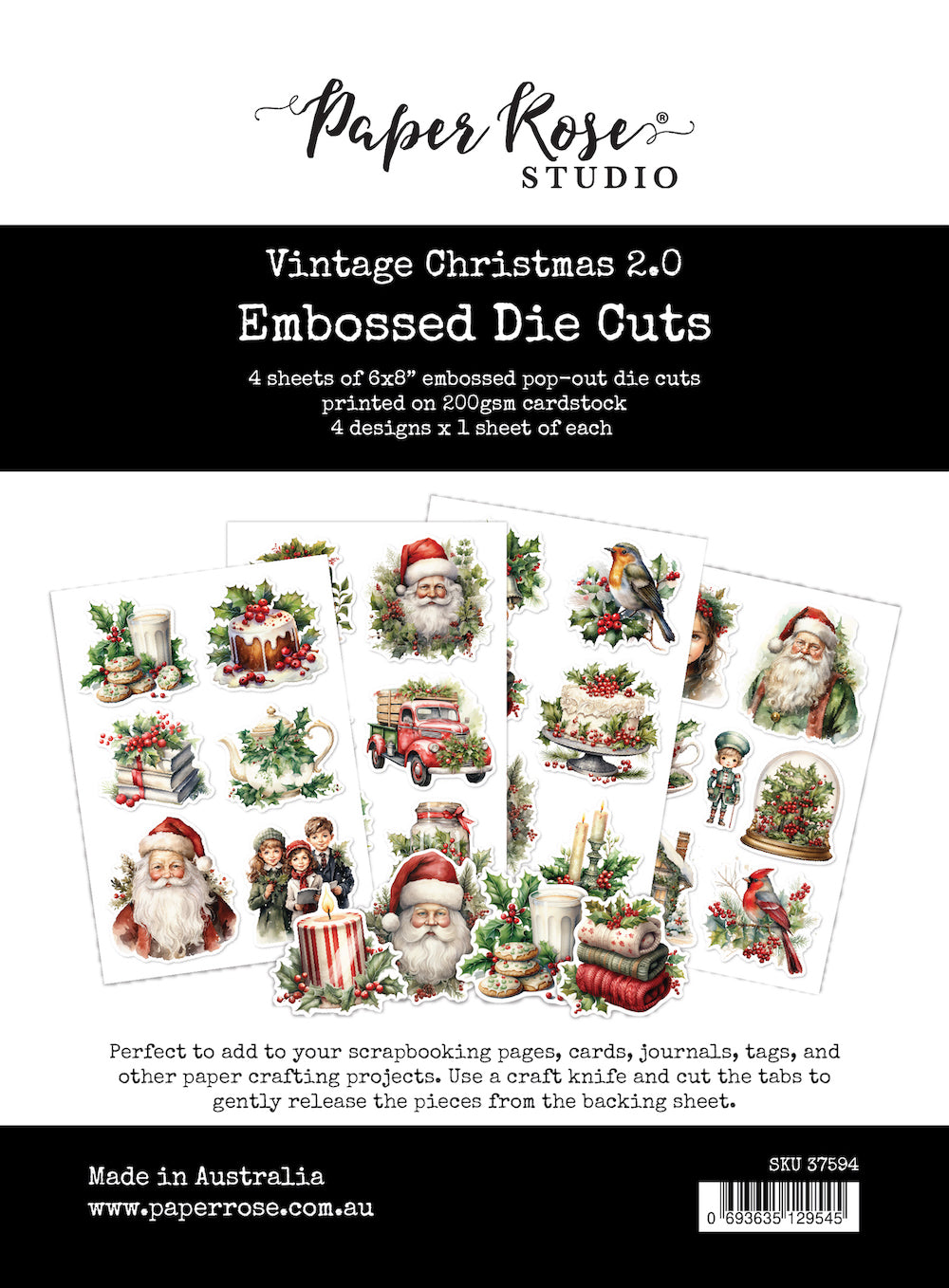 Paper Rose Vintage Christmas 2.0 Embossed Die Cuts 37594