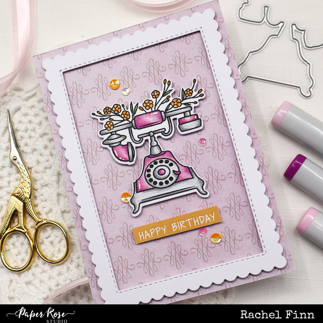 Paper Rose Vintage Floral Phone and Typewriter Dies 34479 phone