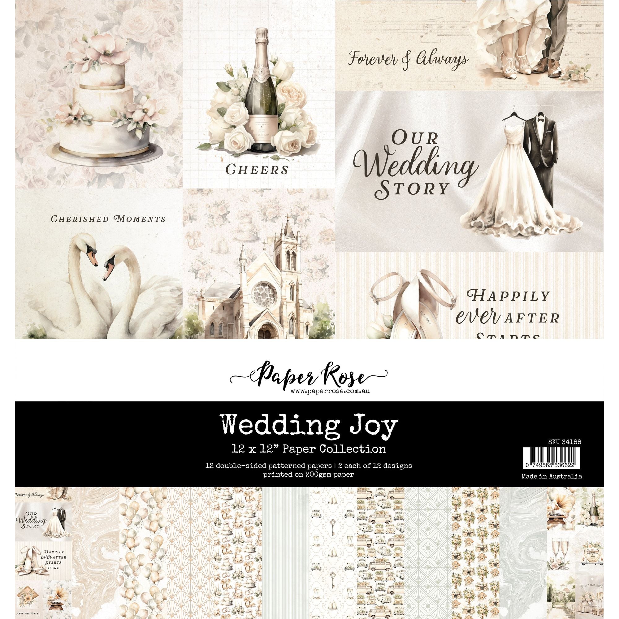 Paper Rose Wedding Joy 12x12 Paper 34188
