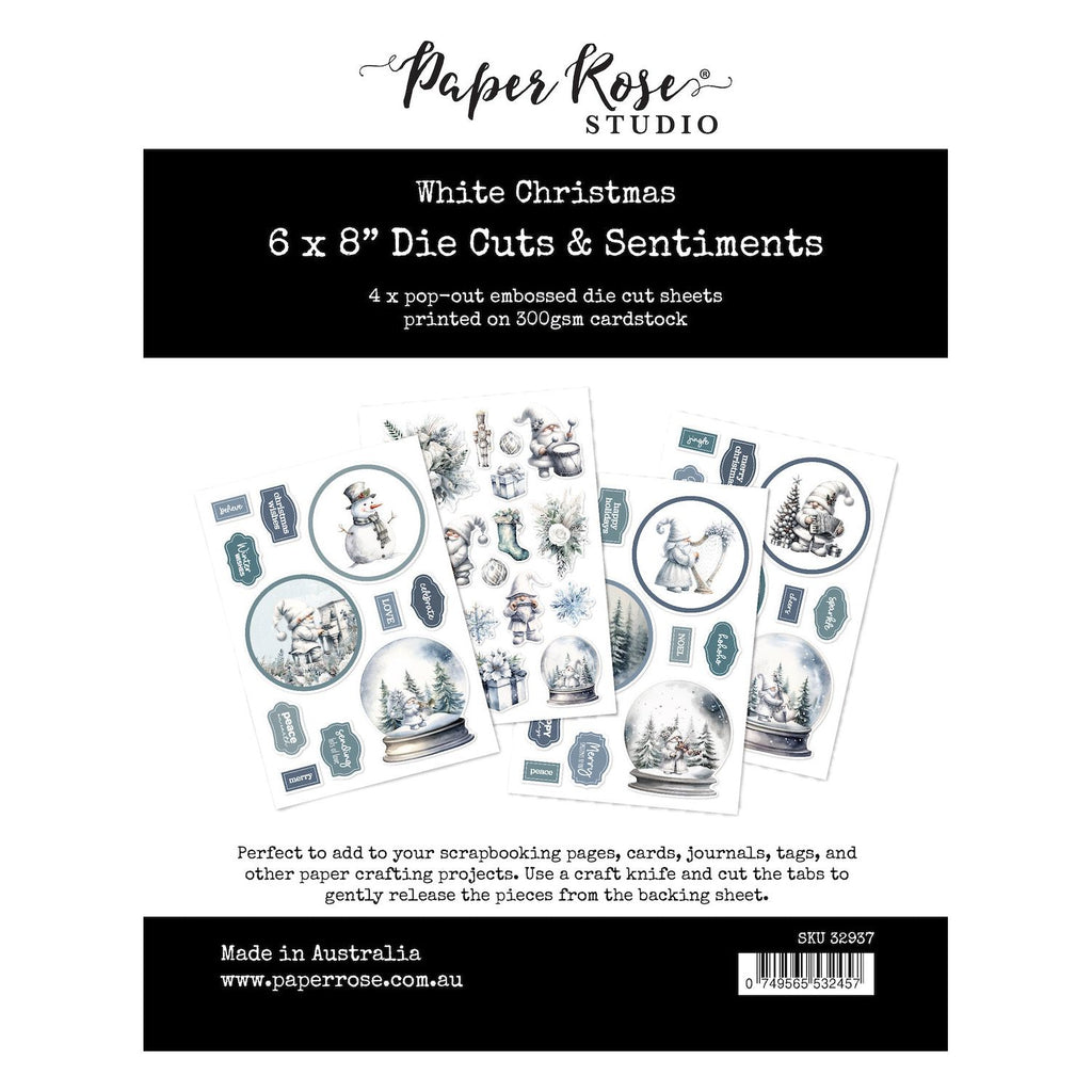 Paper Rose White Christmas Die Cuts and Sentiments 32937