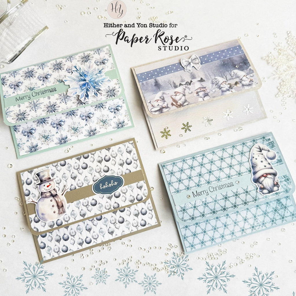 Paper Rose White Christmas Gnomes Embossed Die Cuts 32880 gnome
