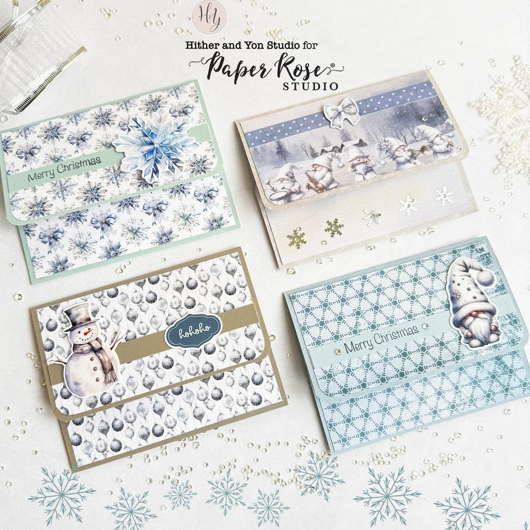 Paper Rose White Christmas Gnomes Embossed Die Cuts 32880 gnome