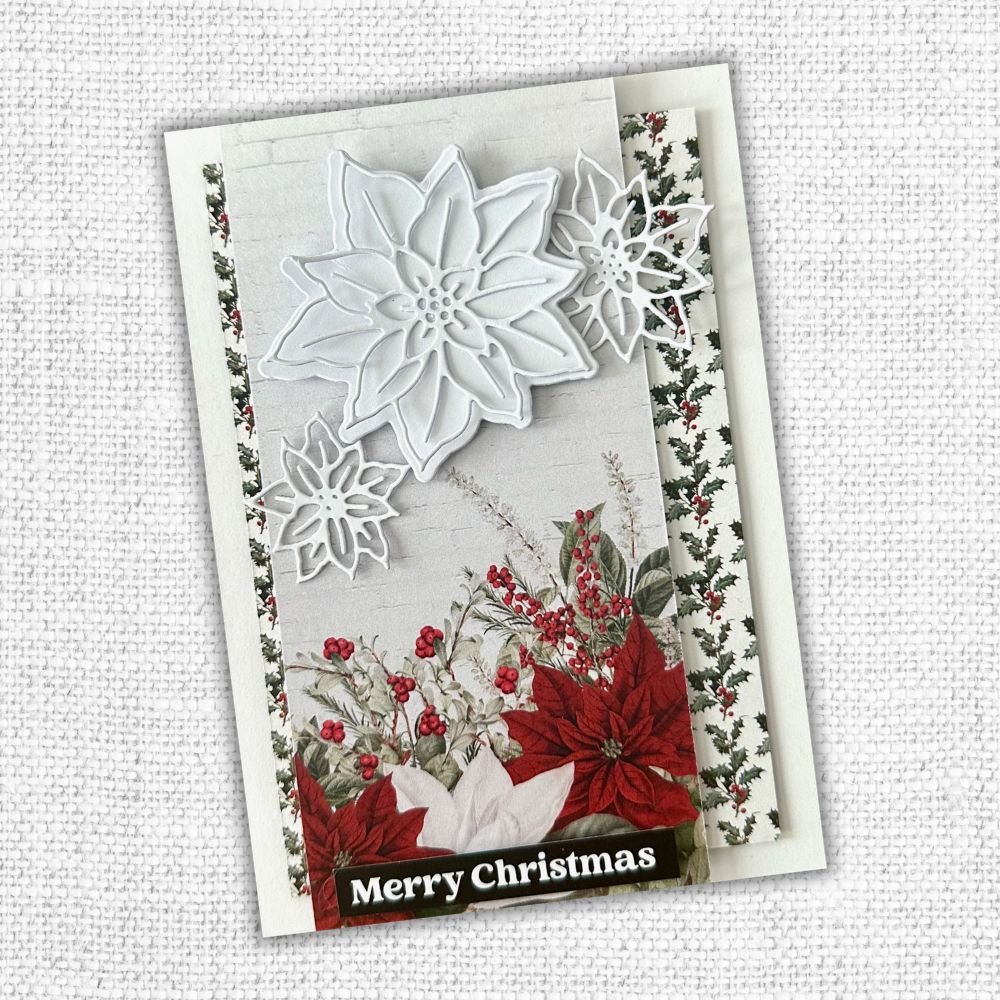 Paper Rose White Christmas Layering Poinsettia Set 2 Dies 32577 holly