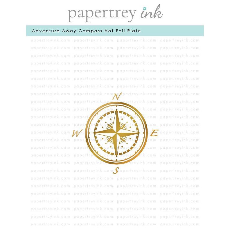 Papertrey Ink Adventure Away Compass Hot Foil Plate ptif-0027*