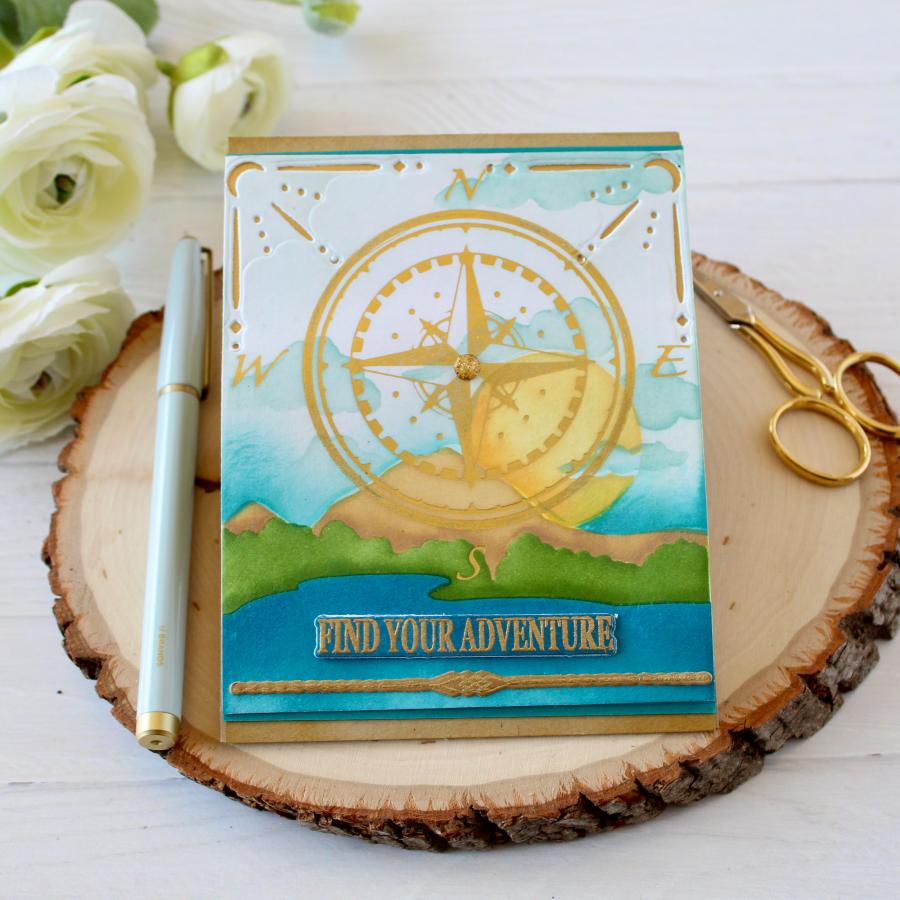 Papertrey Ink Adventure Away Compass Hot Foil Plate ptif-0027*