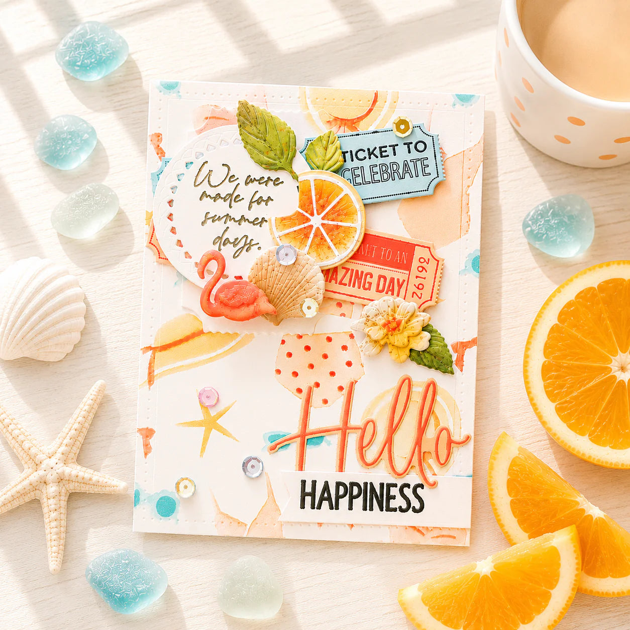 Papertrey Ink Always a Winner Clear Stamp and Die Set hello happiness card