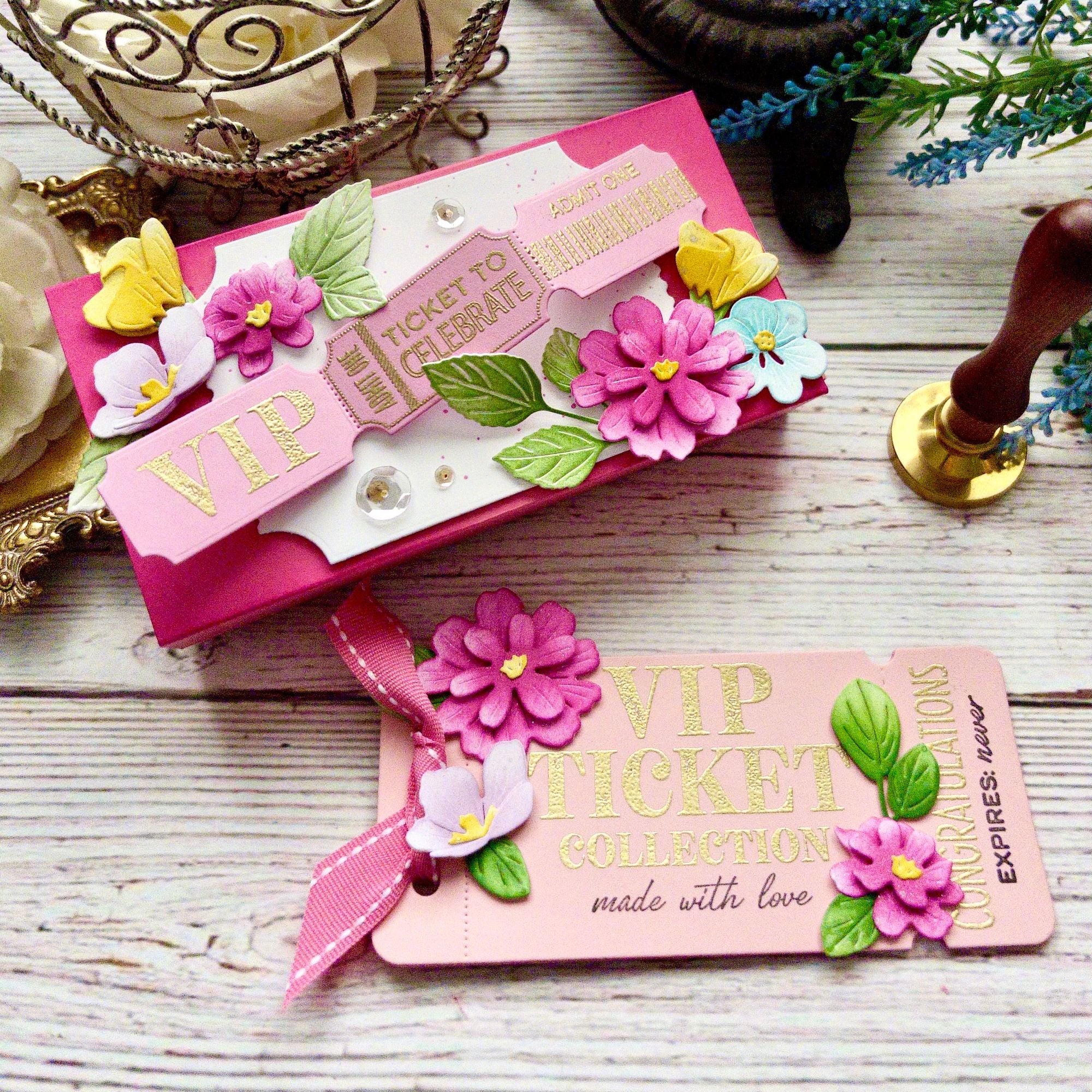 Papertrey Ink Always a Winner Dies pti-1107 pink flowers tag