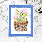 Papertrey Ink Basket of Blooms Clear Stamp and Die Set pink flowers