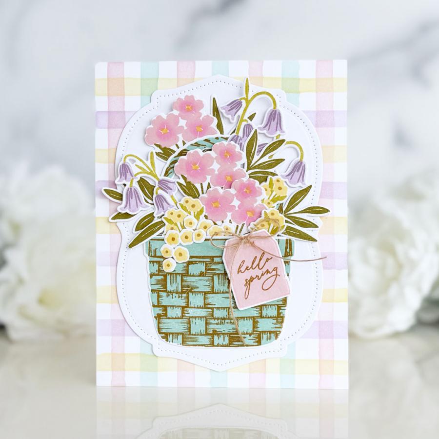 Papertrey Ink Basket of Blooms Clear Stamps 1692 hello spring