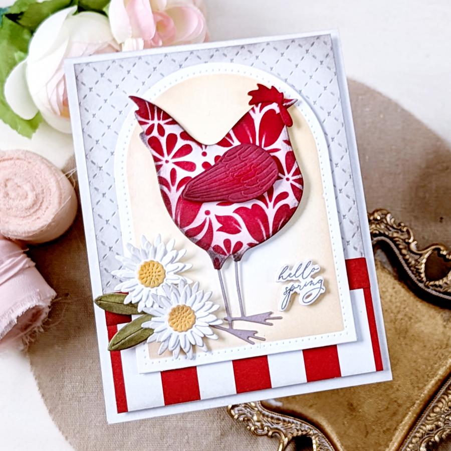 Papertrey Ink Basket of Blooms Clear Stamps 1692 red stripes