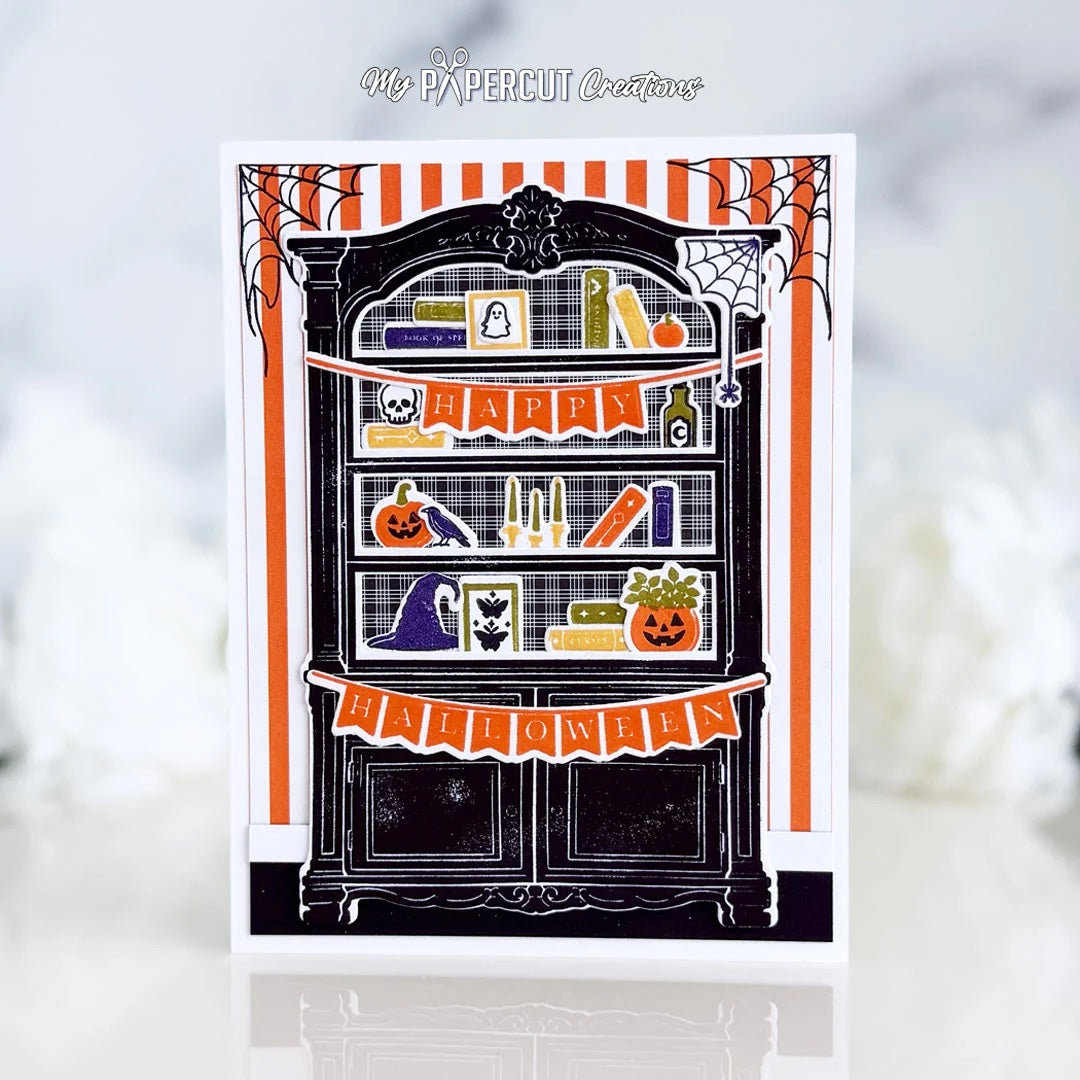 Papertrey Ink Bewitching Bookcase Clear Stamps 1724 happy halloween card