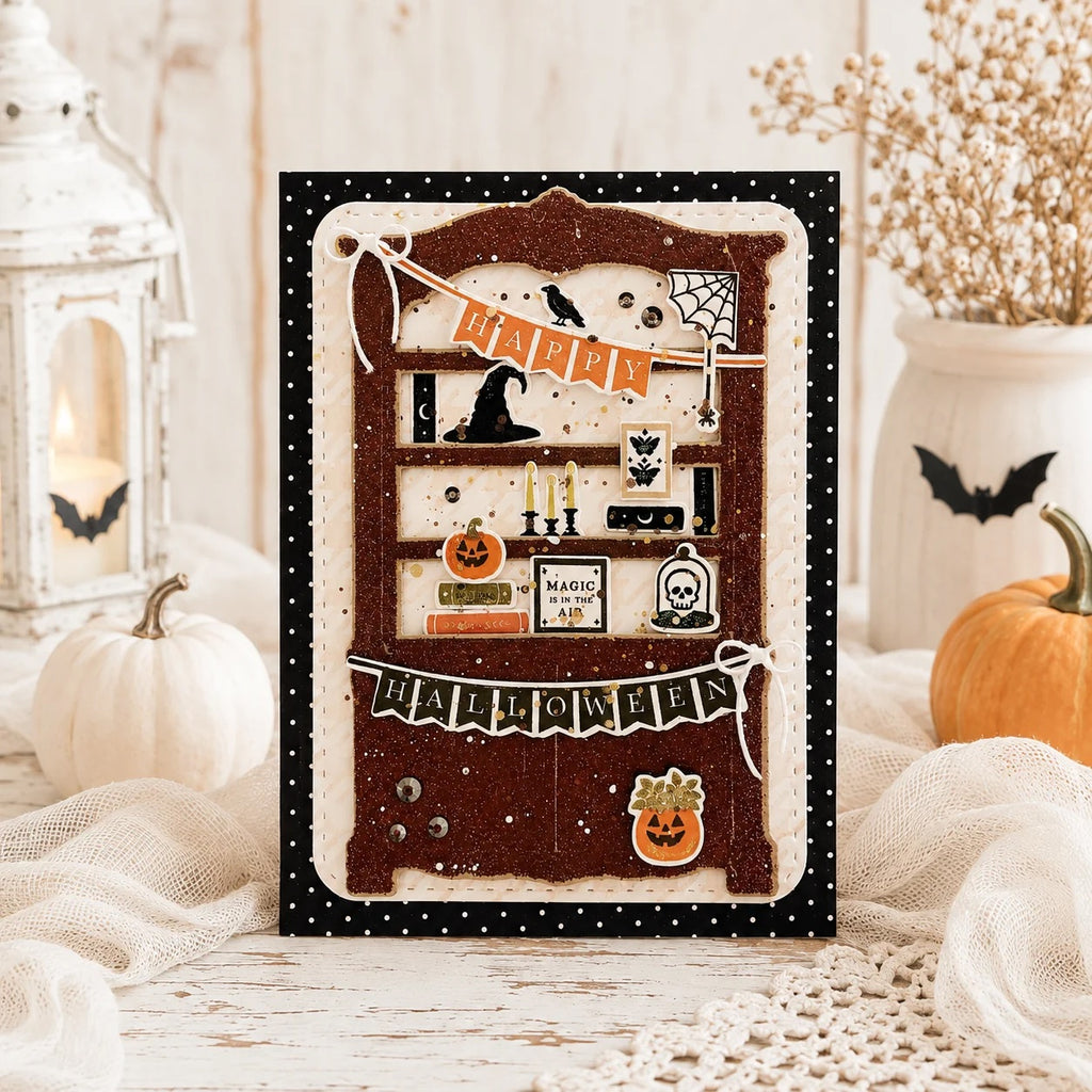 Papertrey Ink Bewitching Bookcase Clear Stamps 1724 polkadot background card