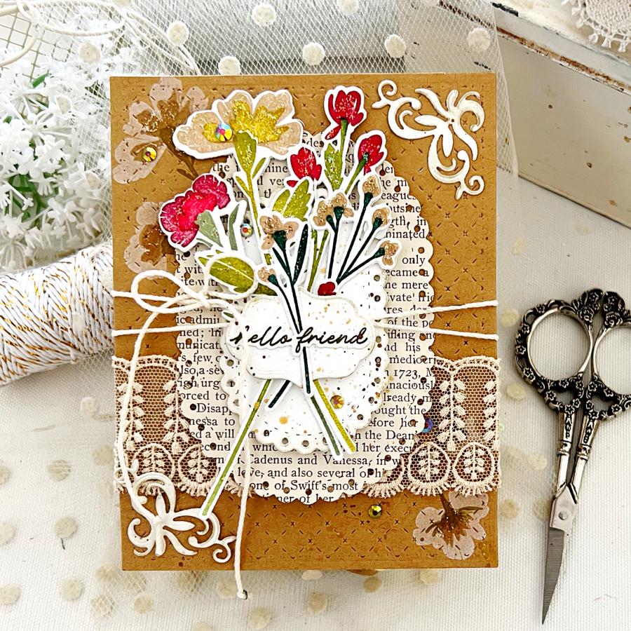 Papertrey Ink Blooming Beauties Clear Stamps 1623 lace