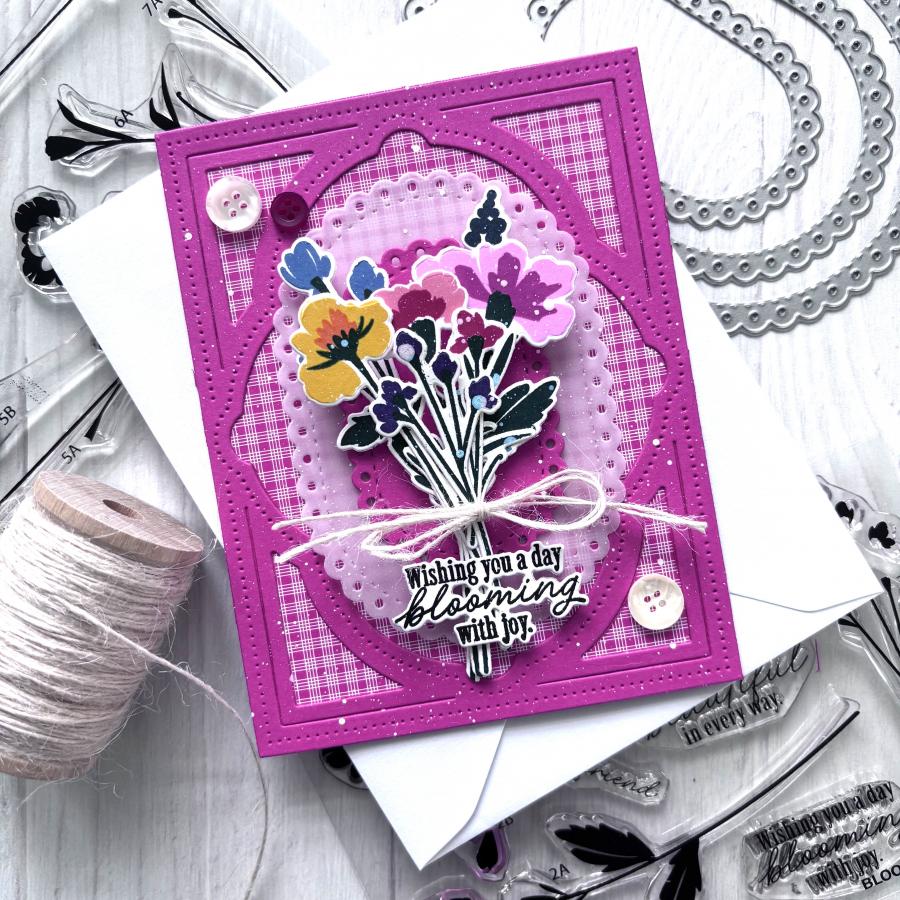 Papertrey Ink Blooming Beauties Clear Stamps 1623 plaid