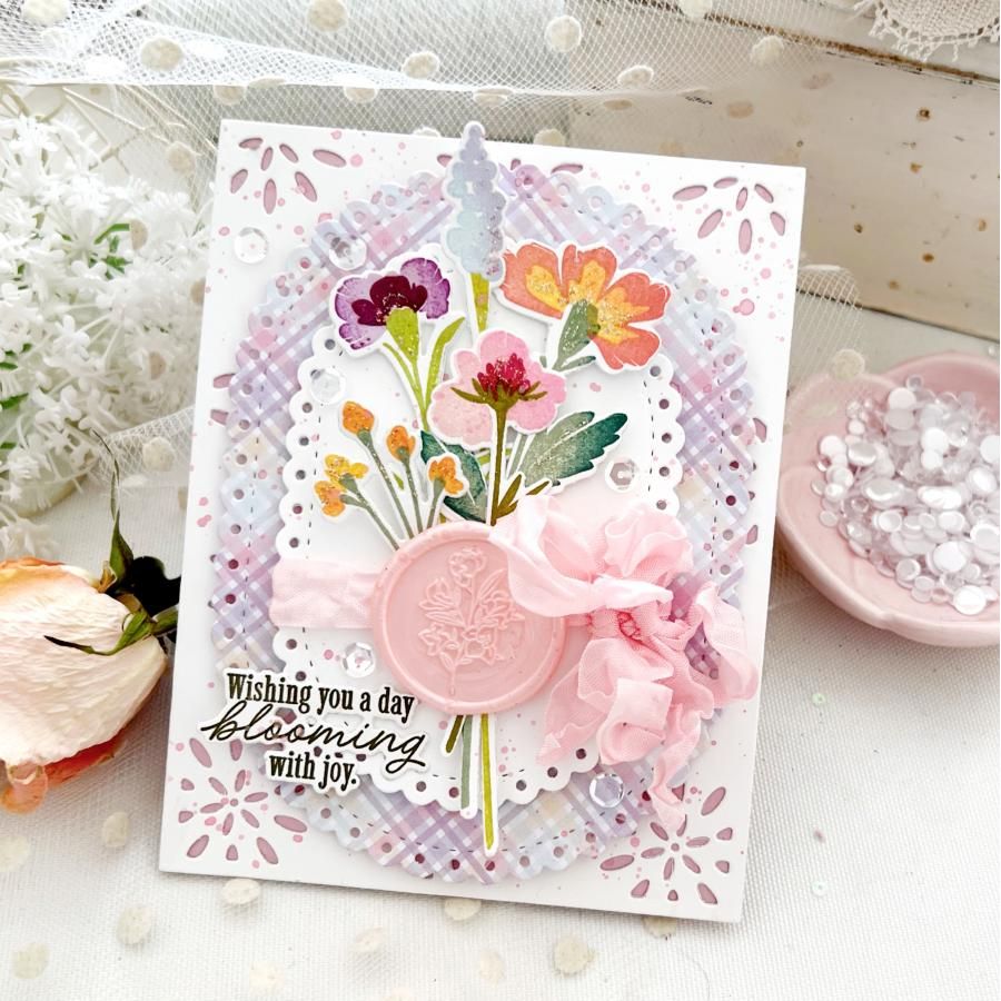 Papertrey Ink Blooming Beauties Dies pti-0901 wax seal
