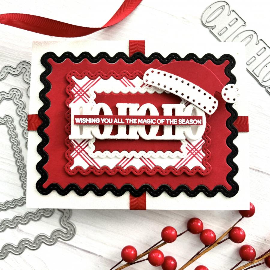 Papertrey Ink Border Bling Skinny Ric Rac Dies pti-0855 santa hat