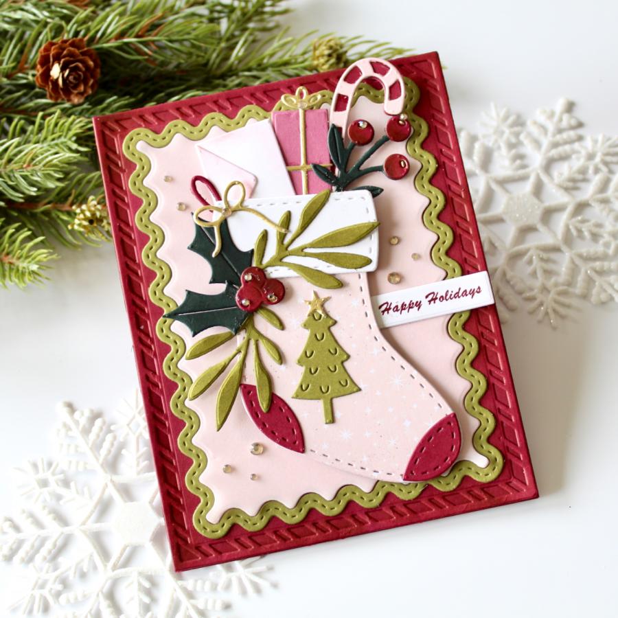 Papertrey Ink Border Bling Skinny Ric Rac Dies pti-0855 stocking