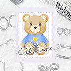 Papertrey Ink Build-A-Bear Dies pti-1099 bear blue sweater yellow heart white scallops card
