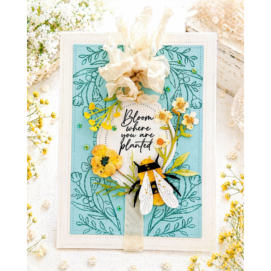 Papertrey Ink Build-A-Bumblebee Dies pti-1085 yellow flowers