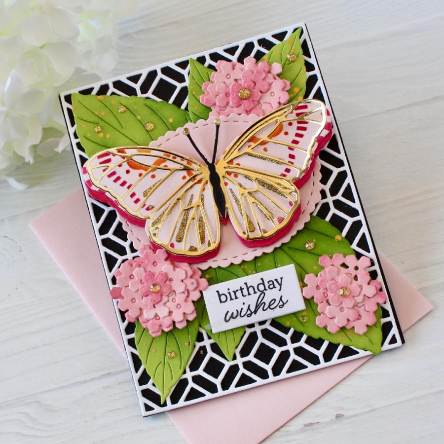 Papertrey Ink Build-A-Butterfly Die and Stencil Set birthday wishes