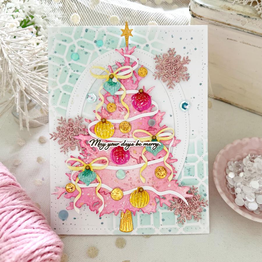 Papertrey Ink Build-A-Christmas Tree Dies pti-1009 pink