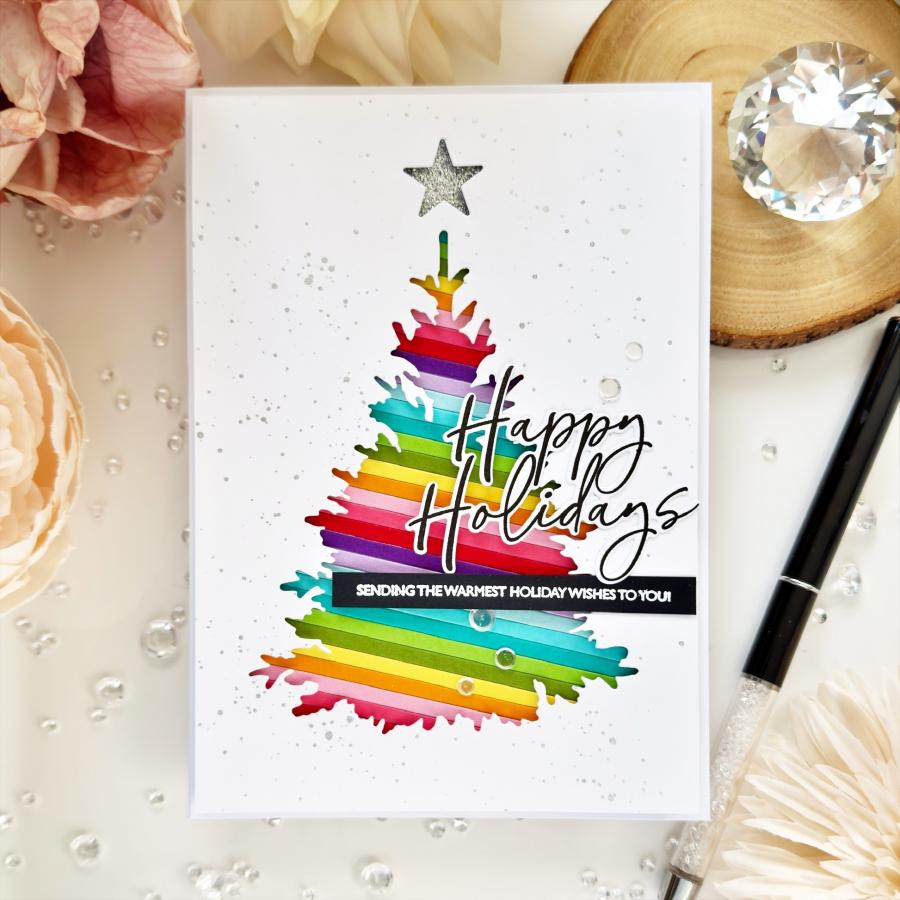 Papertrey Ink Build-A-Christmas Tree Dies pti-1009 rainbow
