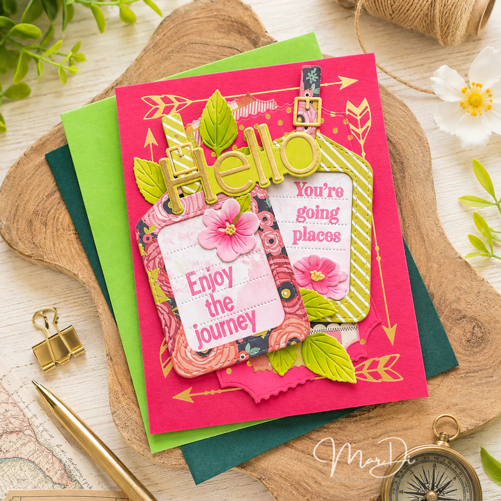 Papertrey Ink Build-A-Luggage Tag Dies pti-1114 enjoy the journey card