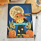 Papertrey Ink Build-A-Scarecrow Dies pti-1137 full moon night sky card